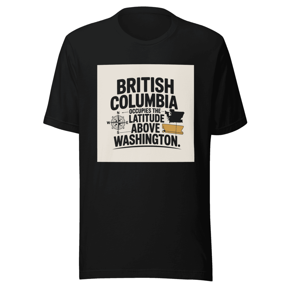 British Columbia Occupies The Latitude Above Washington. in Black